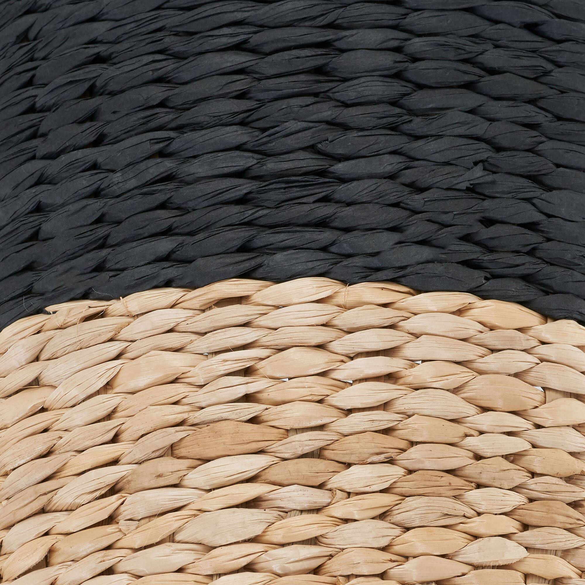 Household Essentials 9" Black Woven Hyacinth Waste Basket